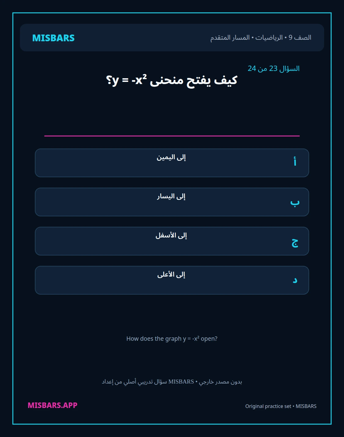 misbars من إعداد مِسبار المسار المتقدم الصف 9 الرياضيات الفصل الدراسي الأول — صور أسئلة واختبارات تدريبية في مِسبار، صفحة 24، صورة ورقة تدريبية قابلة للمراجعة للطلاب في الإمارات