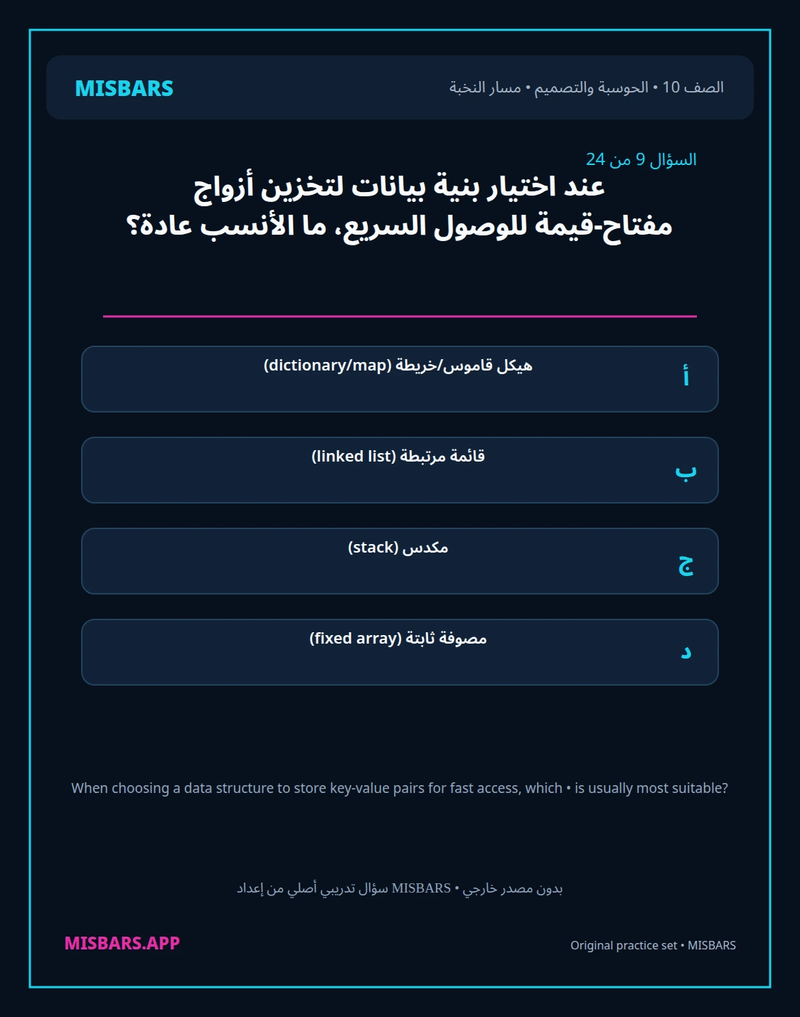 misbars من إعداد مِسبار مسار النخبة الصف 10 computing التصميم الفصل الدراسي الأول — صور أسئلة واختبارات تدريبية في مِسبار، صفحة 10، صورة ورقة تدريبية قابلة للمراجعة للطلاب في الإمارات
