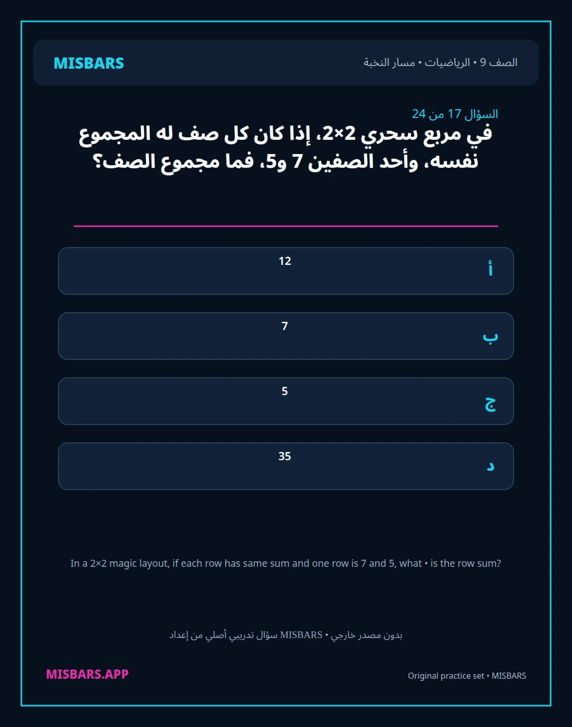misbars من إعداد مِسبار مسار النخبة الصف 9 الرياضيات الفصل الدراسي الأول — صور أسئلة واختبارات تدريبية في مِسبار، صفحة 18، صورة ورقة تدريبية قابلة للمراجعة للطلاب في الإمارات