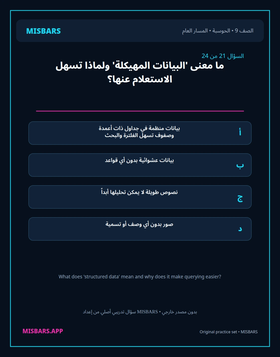 misbars من إعداد مِسبار المسار العام الصف 9 computing الفصل الدراسي الأول — صور أسئلة واختبارات تدريبية في مِسبار، صفحة 22، صورة ورقة تدريبية قابلة للمراجعة للطلاب في الإمارات
